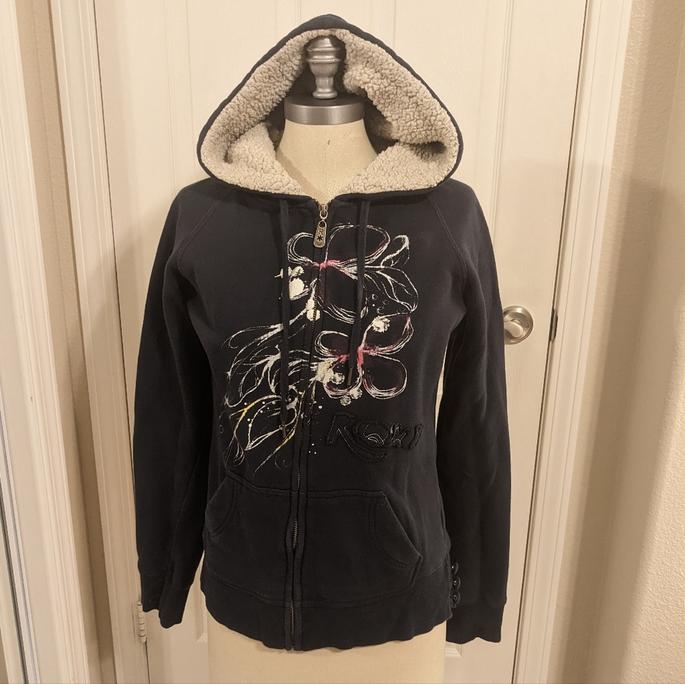 ROXY Dark Blue Design Hoodie L